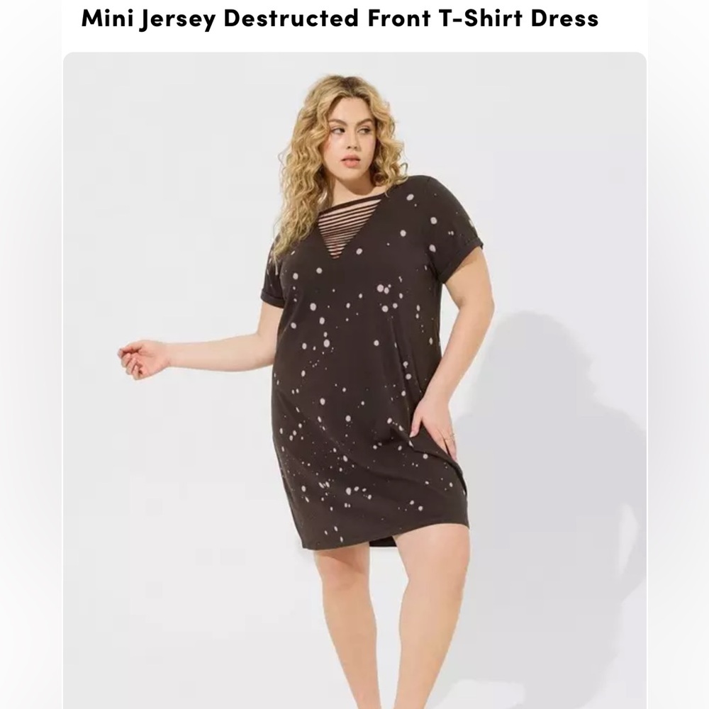 NWT Torrid Mini Jersey Destructed Front T-Shirt Dress